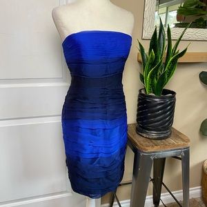 ML Monique Lhuillier Bridesmaids Ruched Ombré Chiffon Dress